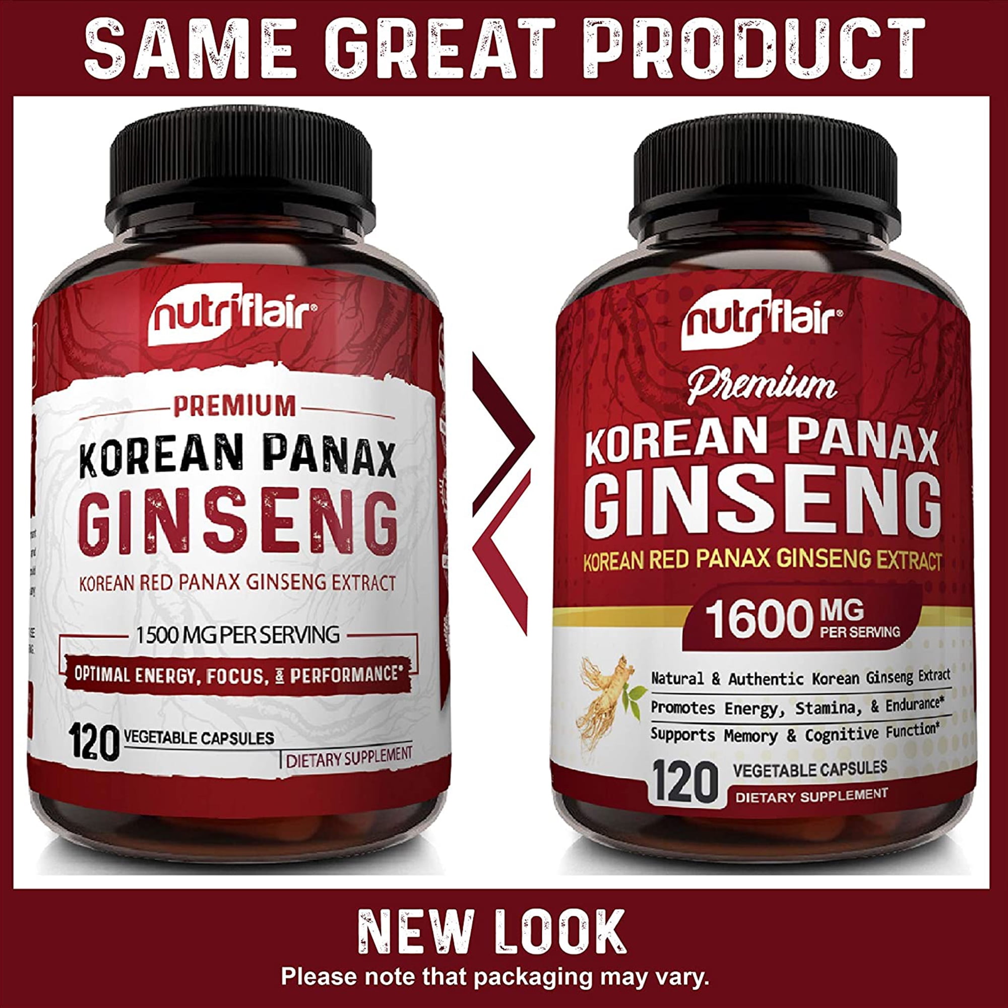 NutriFlair Korean Ginseng Capsules for Energy & Focus