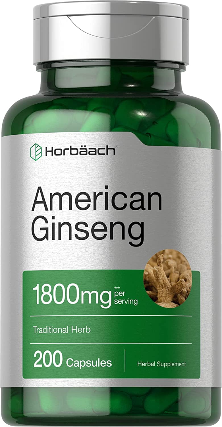 Horbäach American Ginseng Capsules 1800 mg, 200 Count