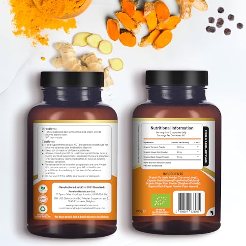 Organic Turmeric Curcumin 1400mg Joint Support 120 Caps