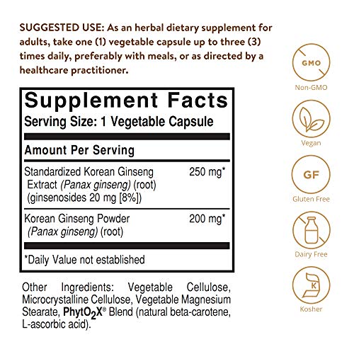 Korean Ginseng Root Extract, 60 Veggie Capsules