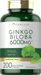 Ginkgo Biloba Capsules 6000mg, 200 Count