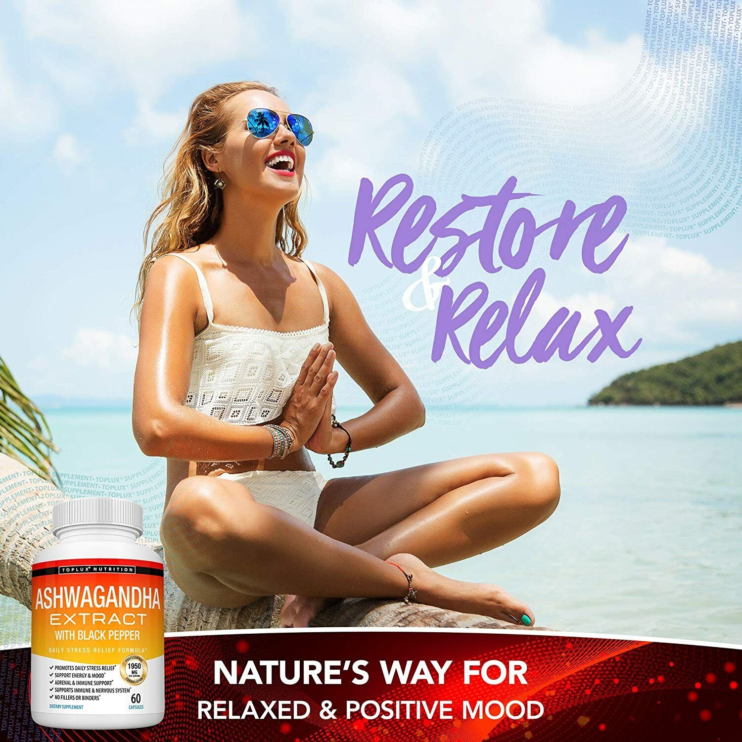 Organic Ashwagandha Capsules 1950 MG with Black Pepper