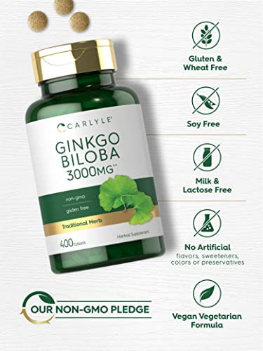 Carlyle Ginkgo Biloba 3000mg, 400 Veggie Tablets