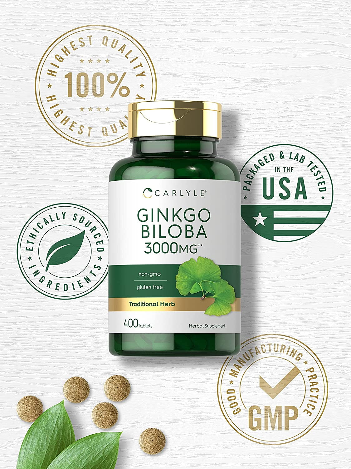 Ginkgo Biloba 3000mg Vegetarian Tablets - 400 Count