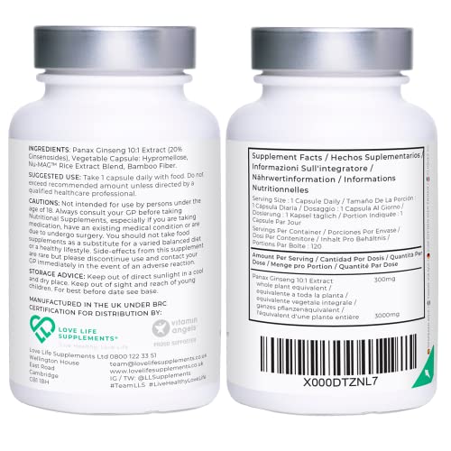 Korean Ginseng 3000mg | 120 High-Strength Capsules