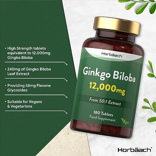 Ginkgo Biloba 12000mg | 180 Vegan Tablets