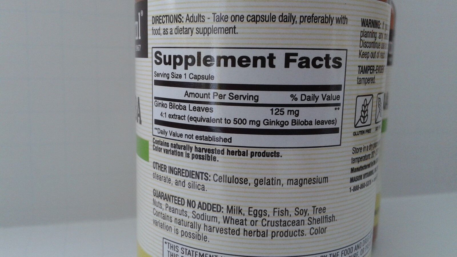 Ginkgo Biloba 500mg Capsules for Memory Support