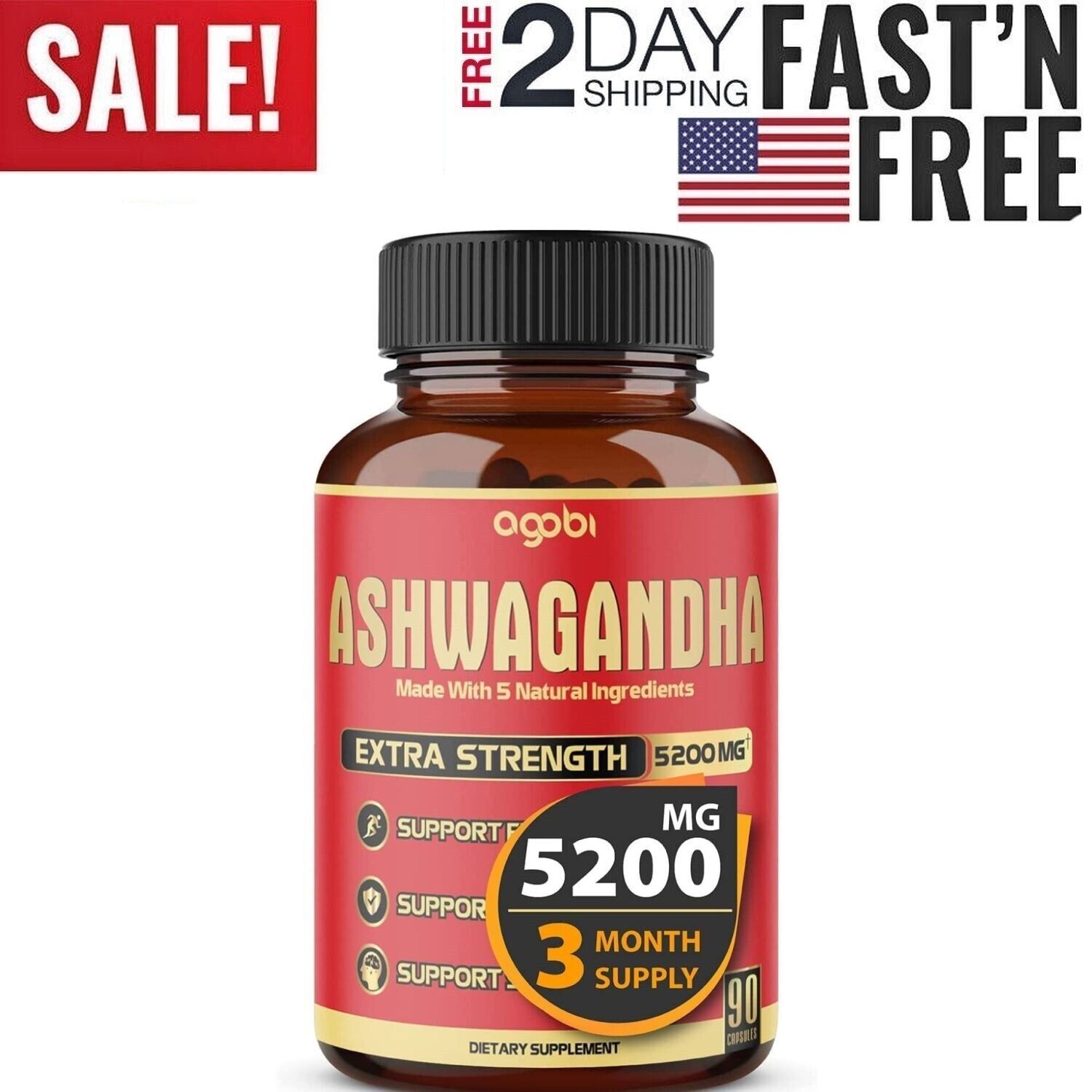 Ashwagandha Capsules 5200mg with Turmeric & Pepper