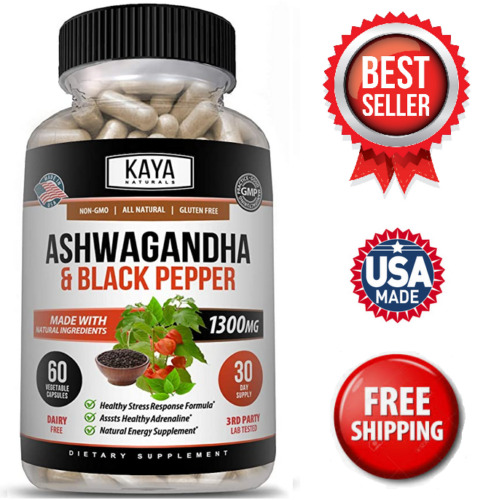 Organic Ashwagandha 1300mg with Black Pepper Capsules