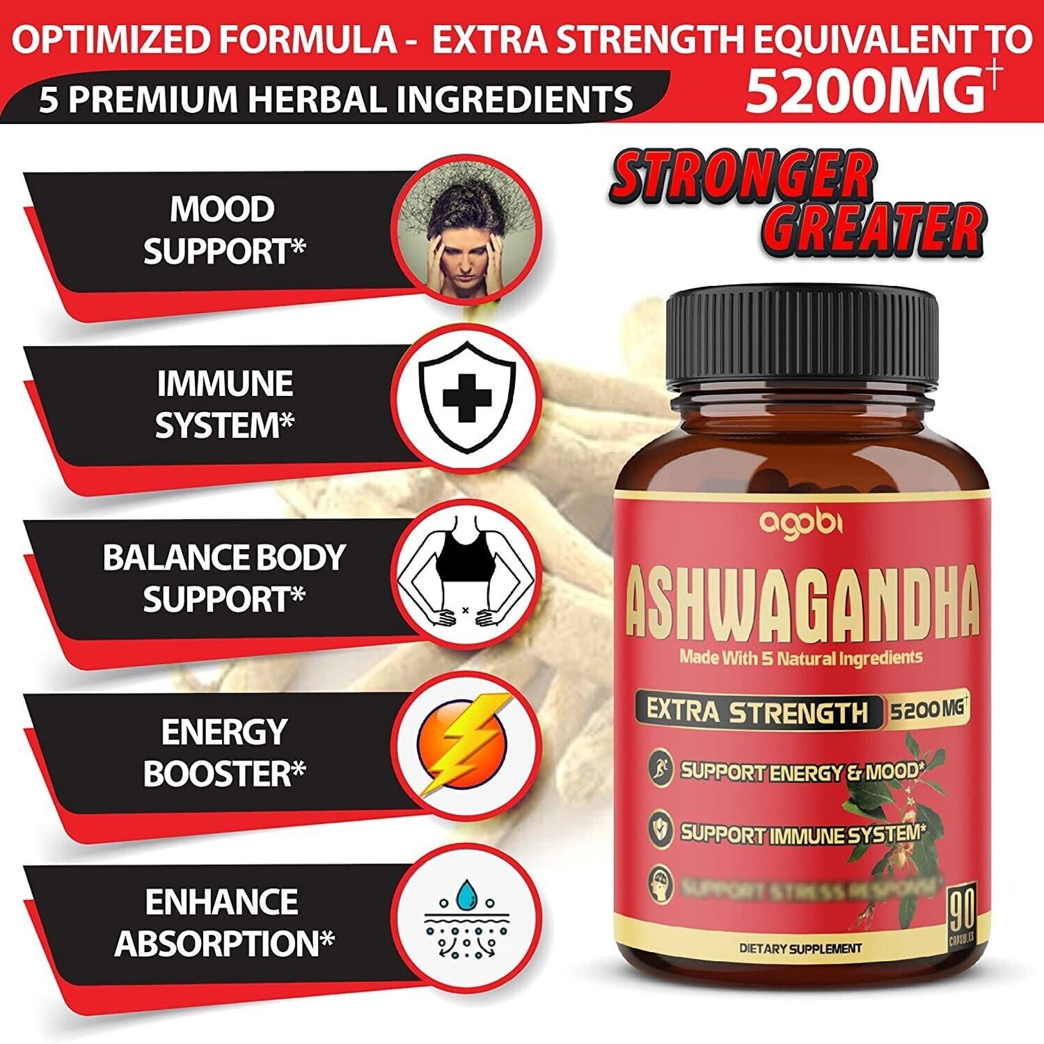 Ashwagandha Capsules 5200mg with Turmeric & Pepper