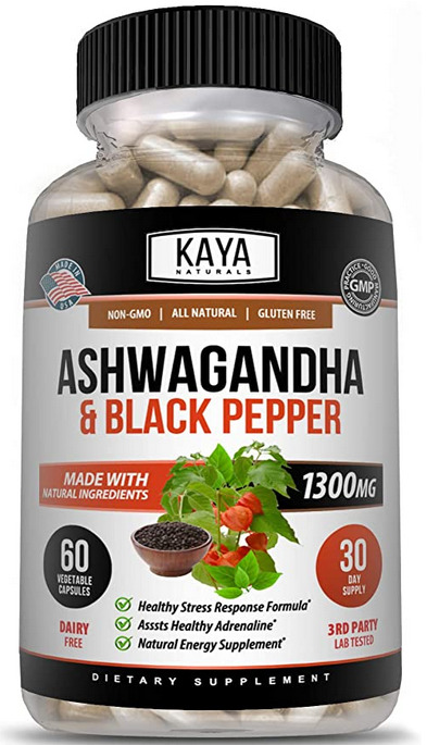 Organic Ashwagandha 1300mg Capsules with Black Pepper