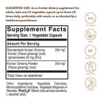 Korean Ginseng Root Extract - 60 Veg Capsules