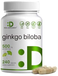 Ginkgo Biloba 500mg 240 Capsules, 4 Month Supply