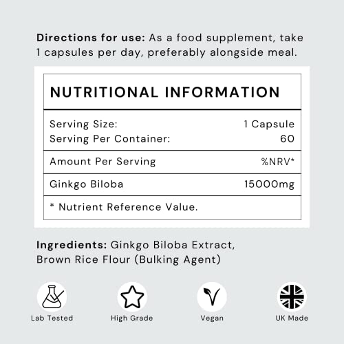 High Strength Ginkgo Biloba Capsules 15,000mg – Vegan