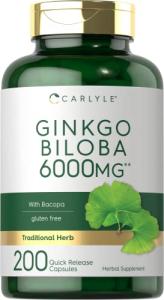 Ginkgo Biloba 6000mg Capsules, 200 Count