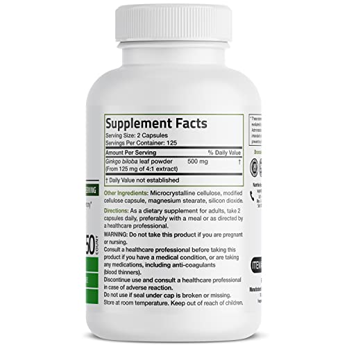 Ginkgo Biloba 500mg for Brain and Memory Support