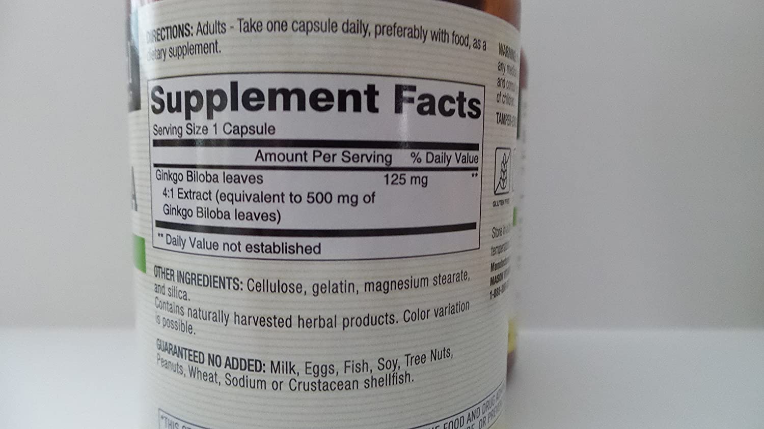 Mason Vitamins Ginkgo Biloba 500 mg 360 Capsules