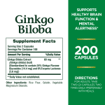 Ginkgo Biloba 60 mg - 200 Capsules