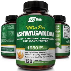 Organic Ashwagandha Capsules for Stress Relief 120ct