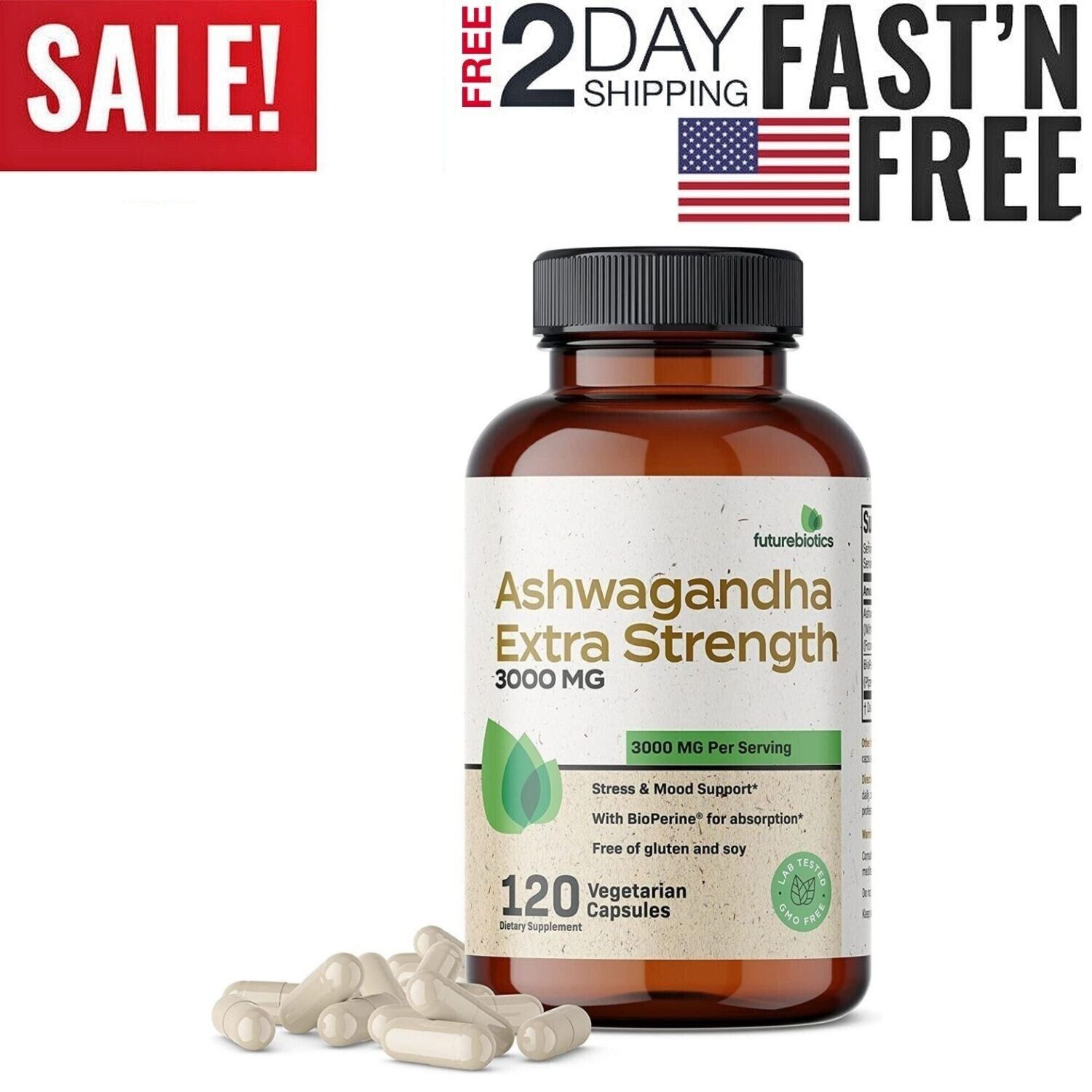 Organic Ashwagandha Capsules 3000mg with Black Pepper