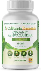 Organic Ashwagandha Supplement, 1300 MG, 60 Capsules