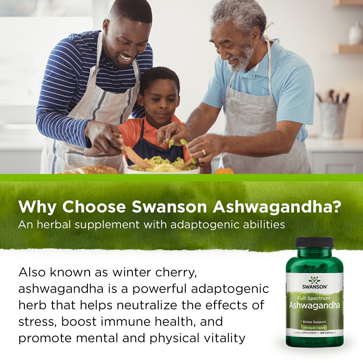 Swanson Ashwagandha Capsules for Stress Relief and Energy