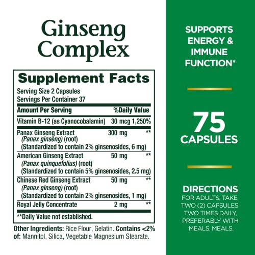 Nature's Bounty Ginseng Capsules for Energy & Immunity