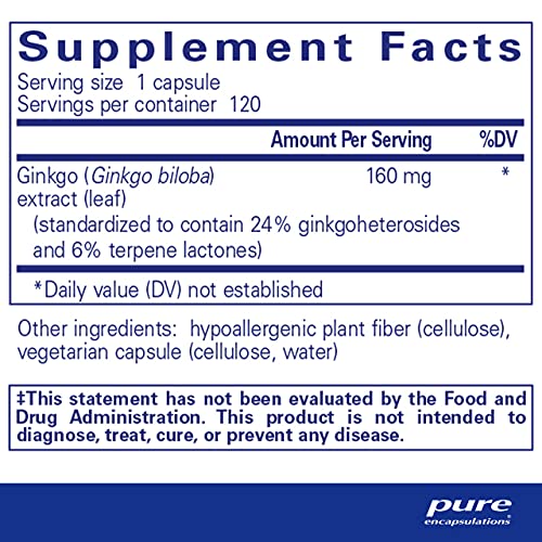 Pure Encapsulations Ginkgo Biloba 160 mg 120 Capsules