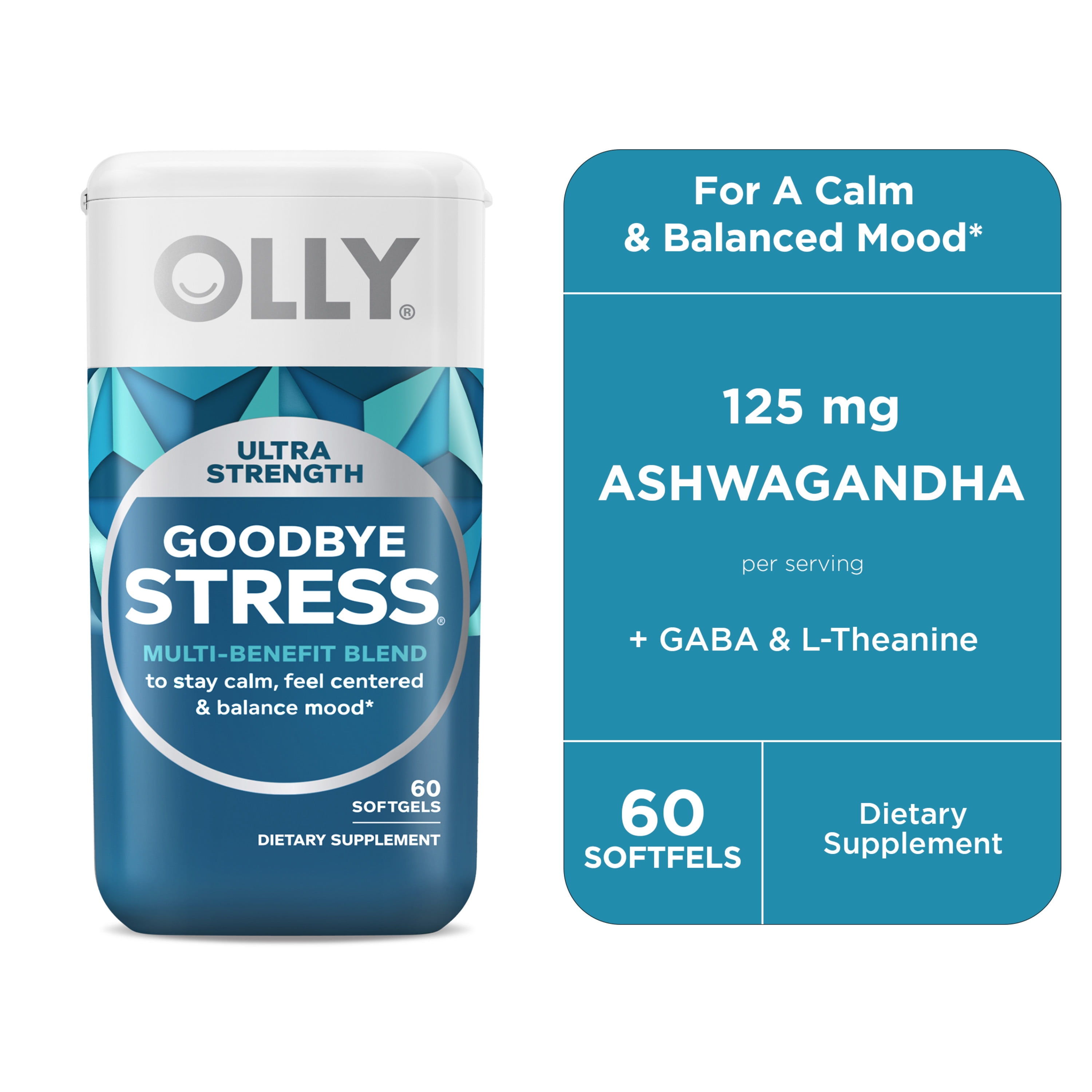 OLLY Goodbye Stress Softgels, 60 Count