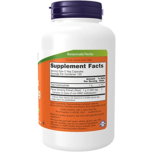 Now Foods Panax Ginseng Extract 250 Veggie Capsules