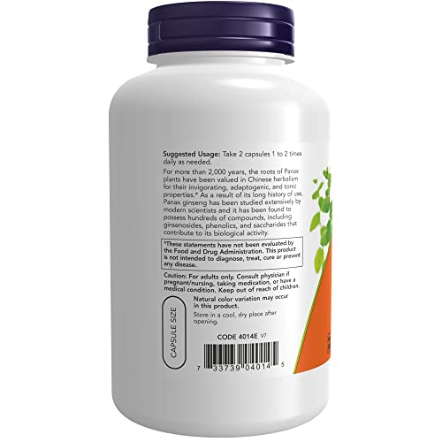 Now Foods Panax Ginseng Extract 250 Veggie Capsules