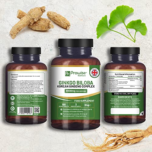 Ginkgo Biloba & Korean Ginseng Vegan Tablets 8000mg