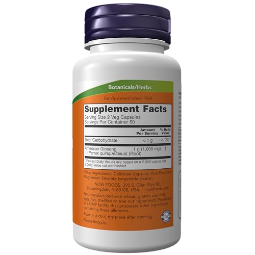 Now Foods American Ginseng 500mg - 100 Veg Capsules