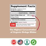 Organic Ginkgo Biloba 1800mg, 120 Veggie Caps