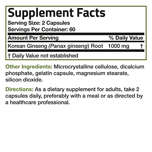 Bronson Korean Panax Ginseng 1000 mg for Energy