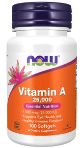 NOW Vitamin A 25,000 IU, 100 Softgels