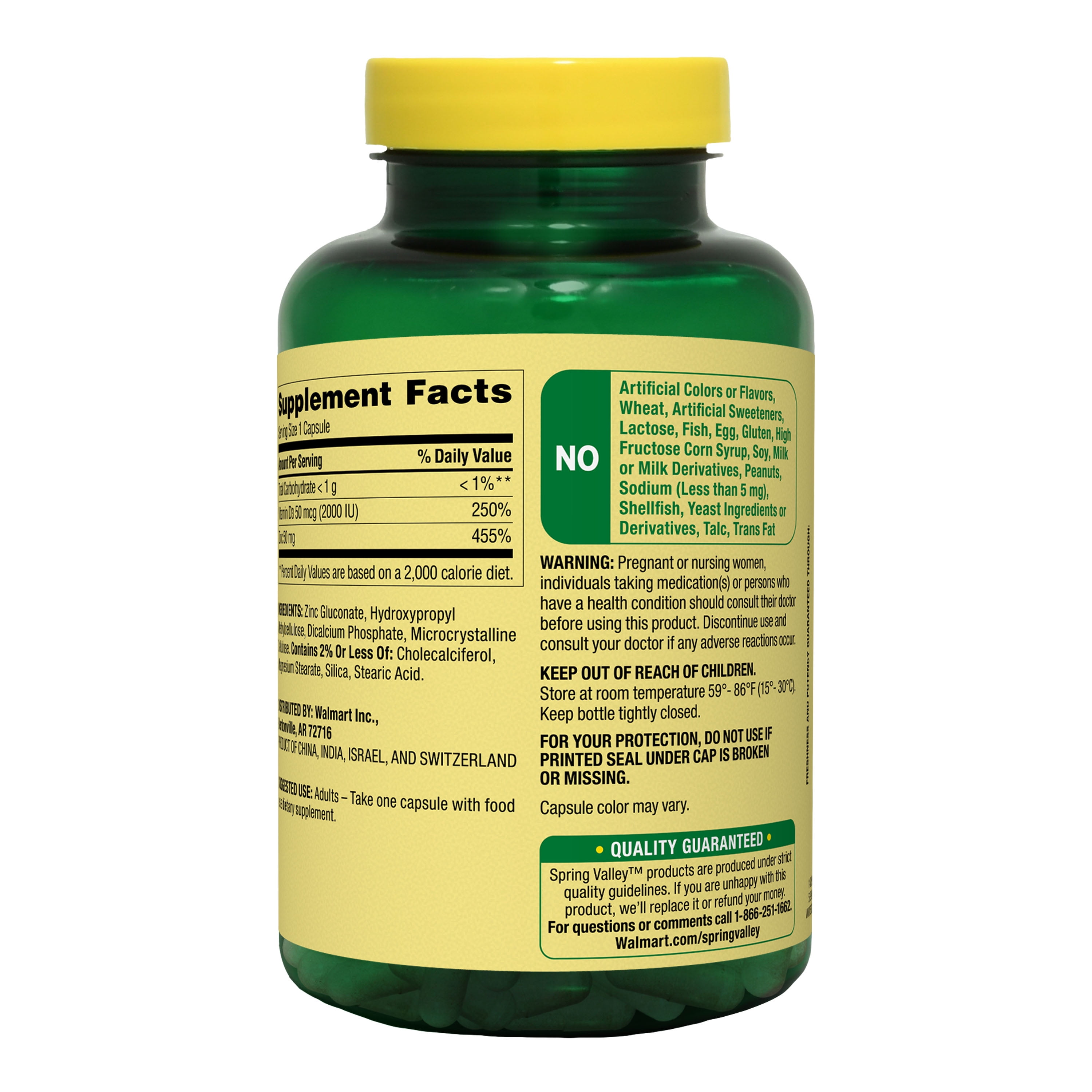 Spring Valley Zinc & Vitamin D Capsules, 150 Count