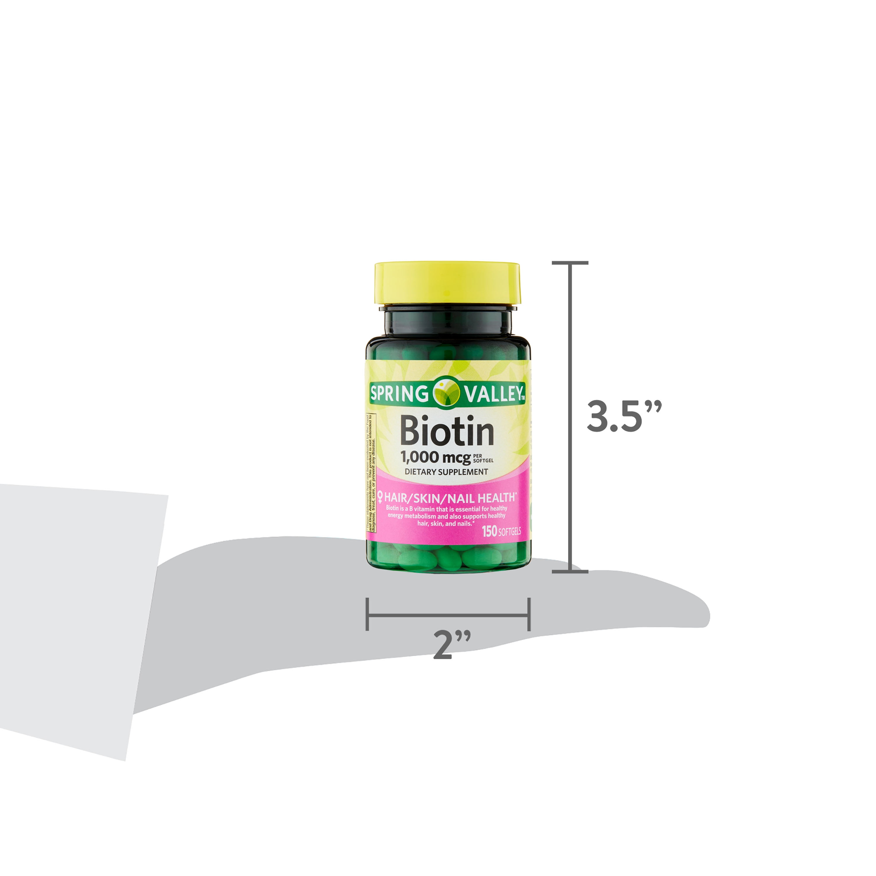 Spring Valley Biotin Softgels 1000mcg, 150 Count
