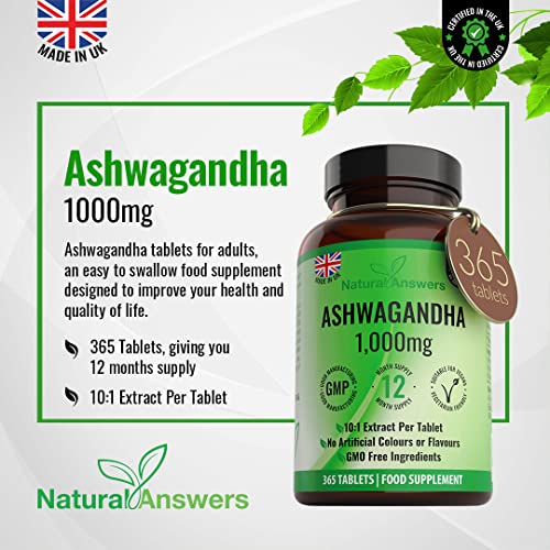 High Strength Vegan Ashwagandha 1000mg Tablets