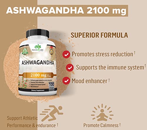 Organic Ashwagandha 2,100 mg - Vegan Capsules