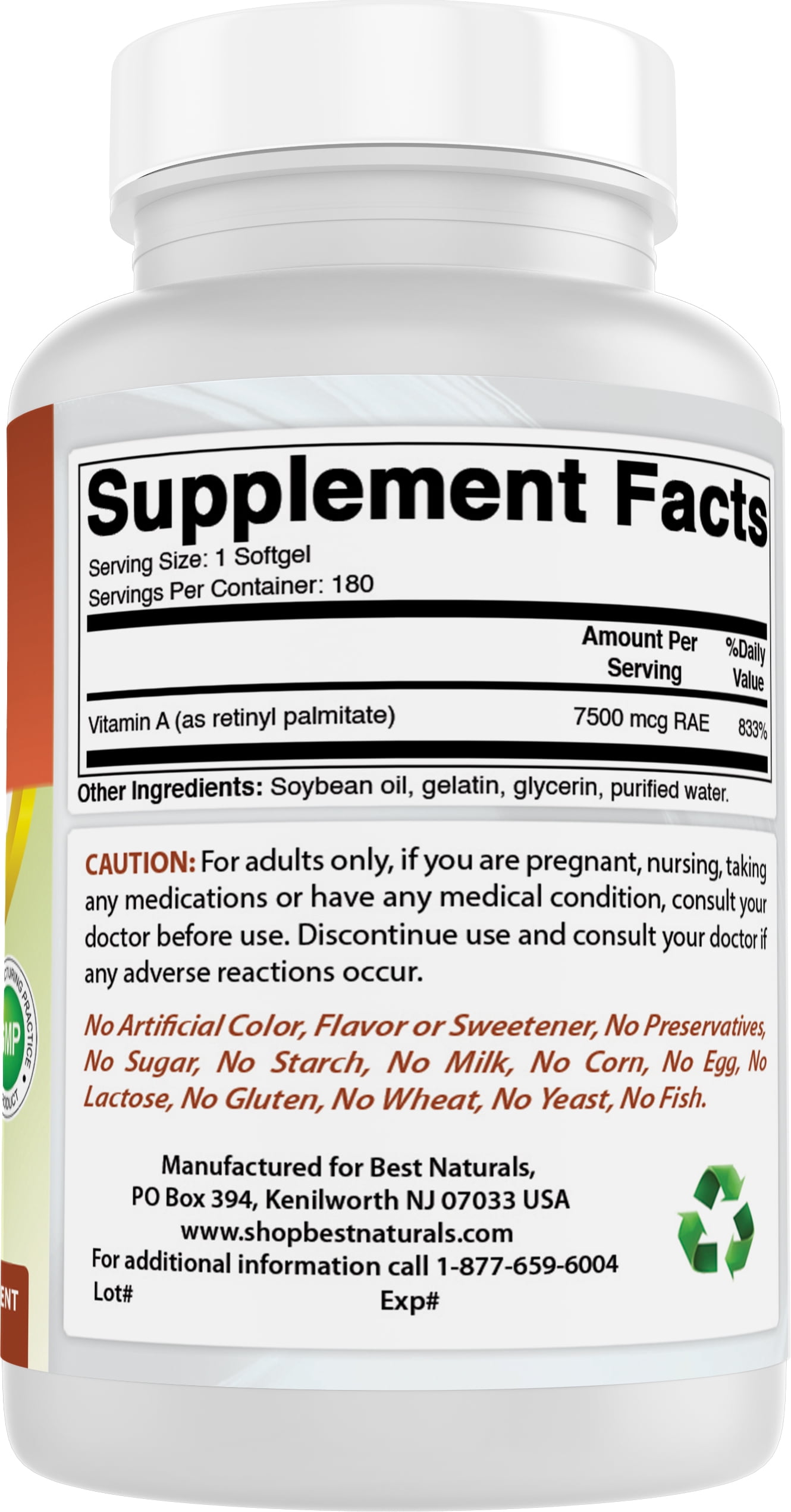 Best Naturals Vitamin A 25000 IU Softgels