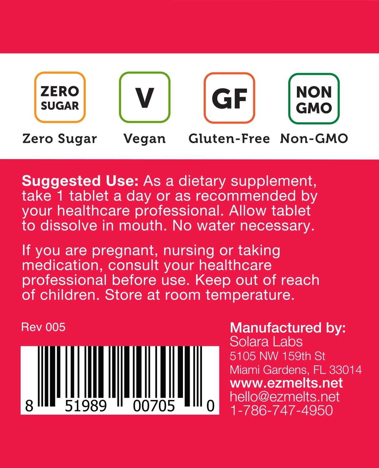 EZ Melts Vitamin A 5,000 IU, Sugar-Free