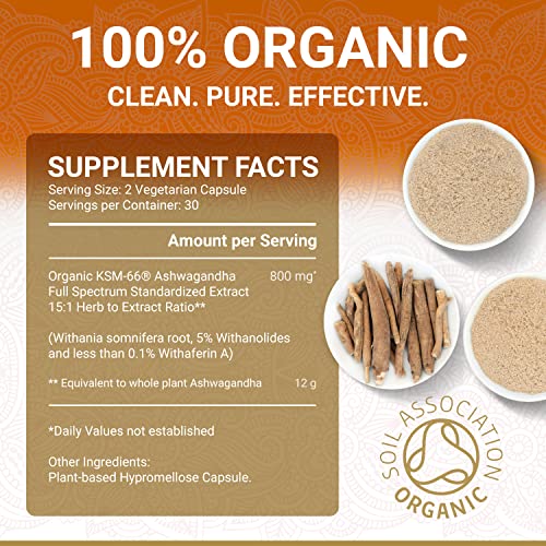 Organic KSM-66 Ashwagandha Capsules – 60 Count
