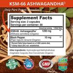 Ashwagandha Capsules KSM-66 with Black Pepper 60ct