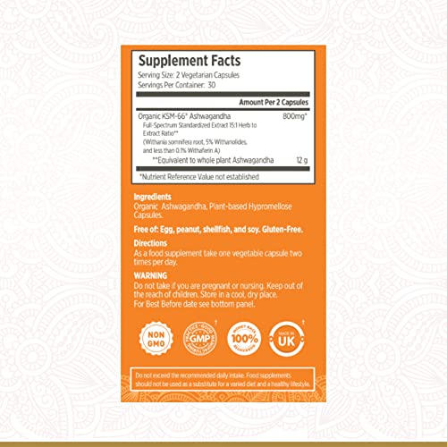 Organic KSM-66 Ashwagandha Capsules – 60 Count
