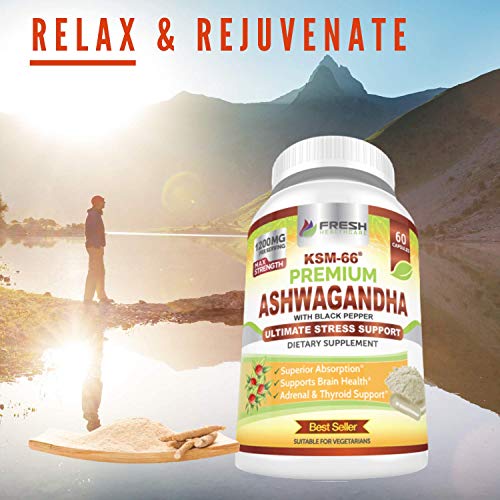 Ashwagandha Capsules KSM-66 with Black Pepper 60ct