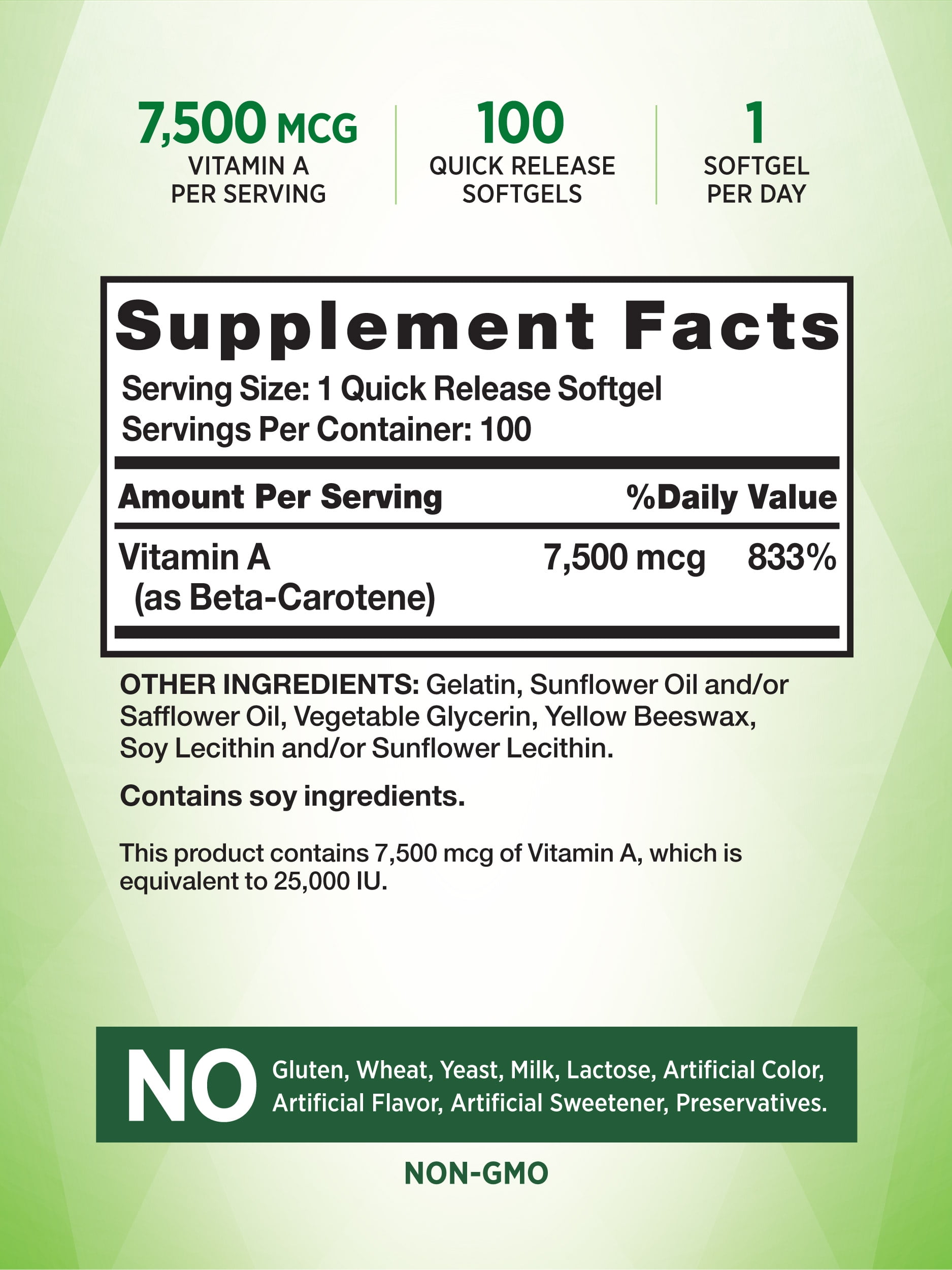Nature's Truth 25,000 IU Beta Carotene Softgels