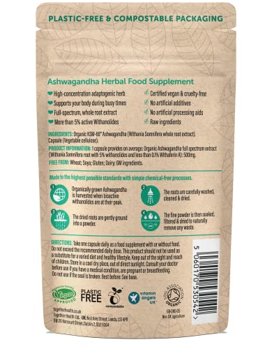 Organic Whole Herb Ashwagandha Capsules, 30 Count