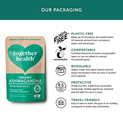 Organic Whole Herb Ashwagandha Capsules, 30 Count