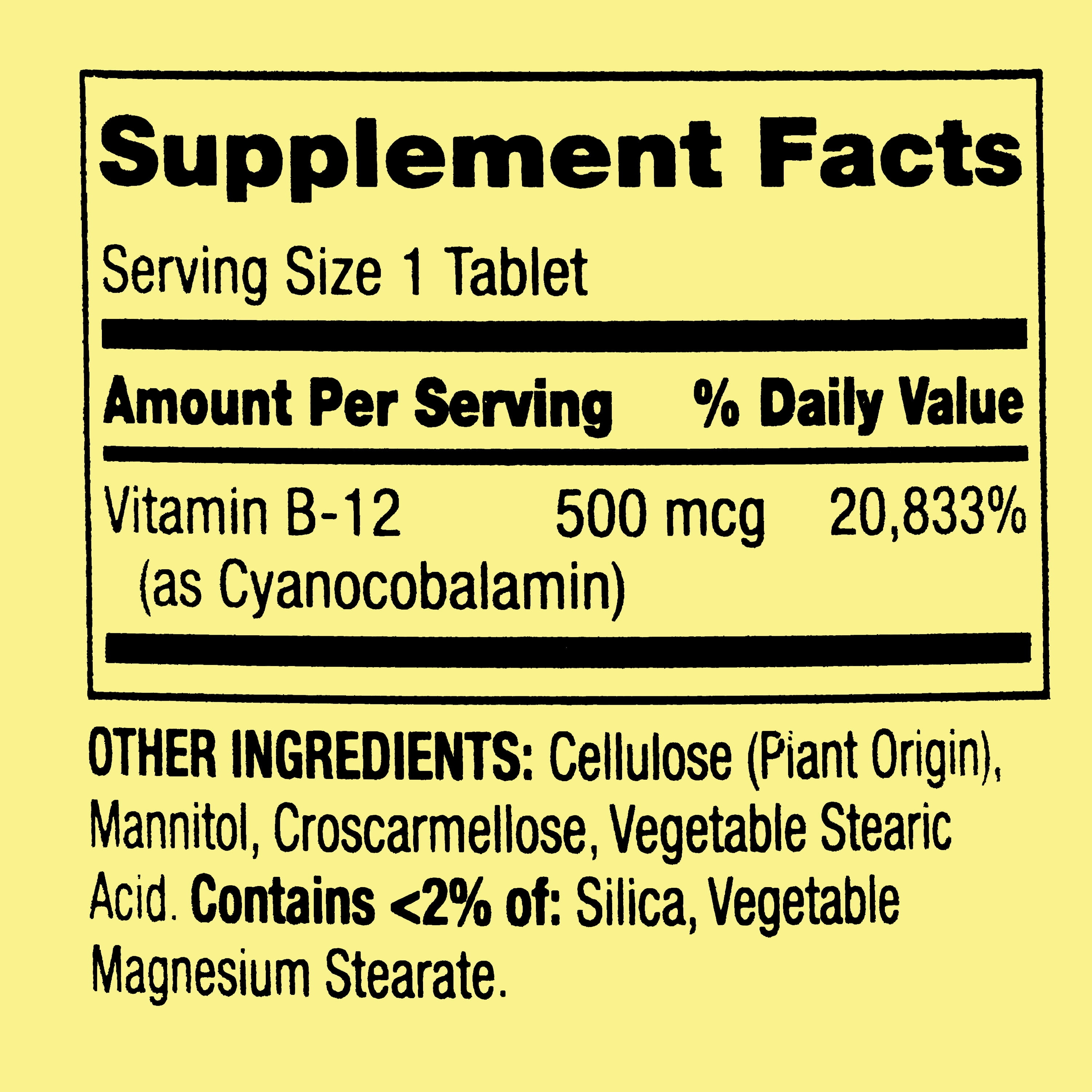 Spring Valley B12 Tablets 500 mcg, 100 Count